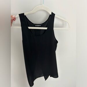 See through black tank, flowy with open back at the bottom